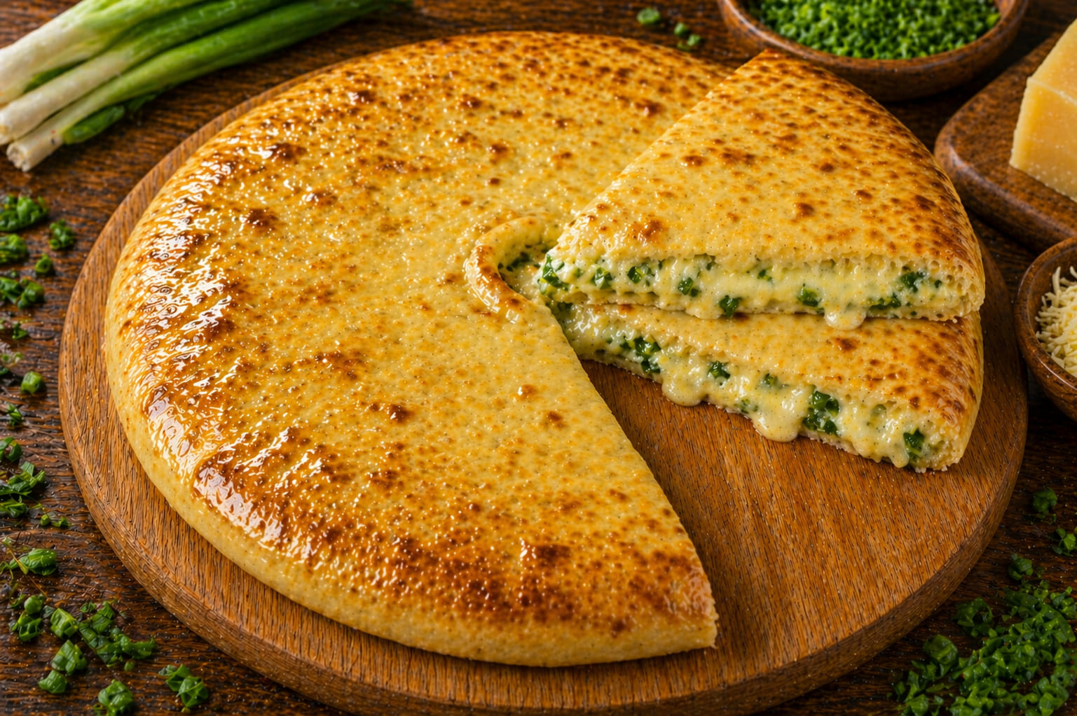 с сыром и зеленым луком 